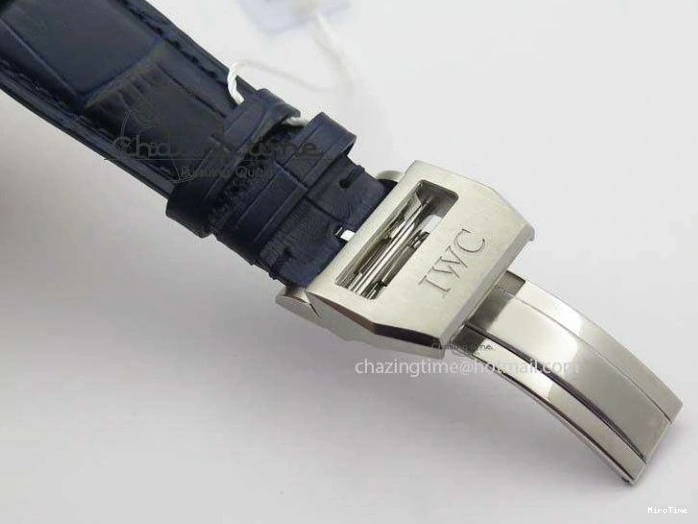 MIROTIME 0409 Pilot Chrono SS IW387809 ZF 1:1 Best Edition Silver Dial Blue Numbers On Blue Leather Strap A Lightweight 7263